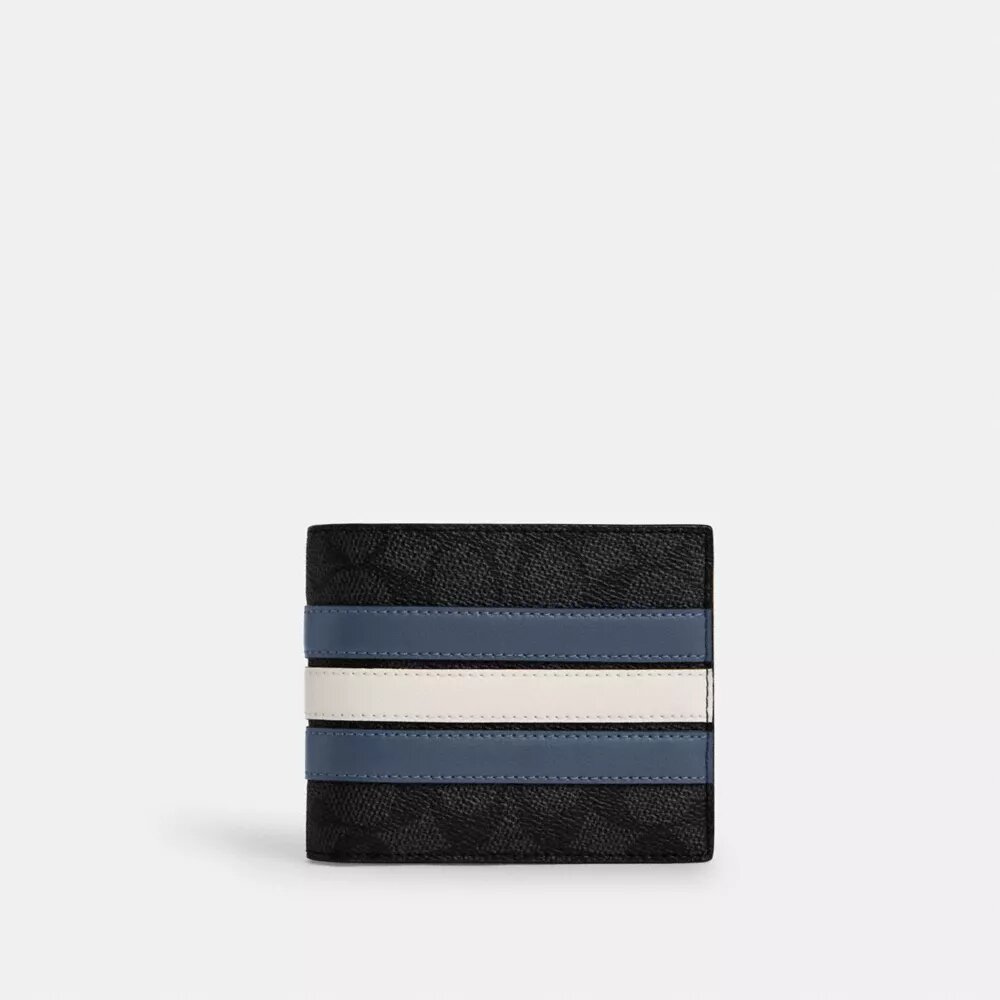 3-In-1 Wallet in Signature Canvas with Varsity Stripe