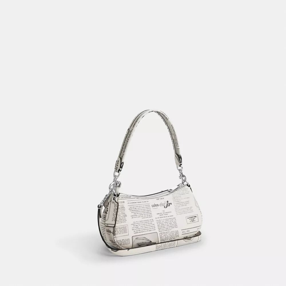 Ashton Shoulder Bag with Newspaper Print
