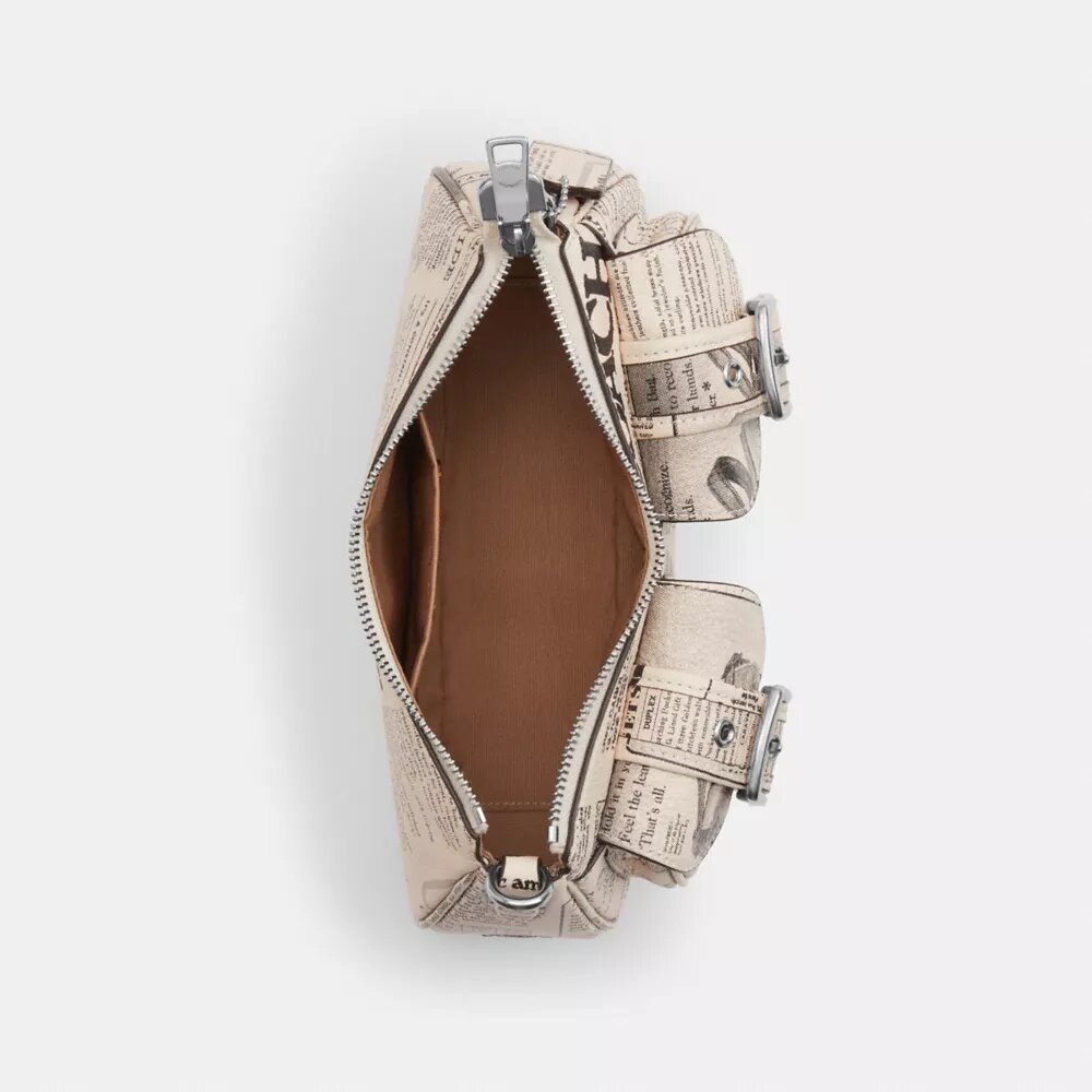 Ashton Shoulder Bag with Newspaper Print