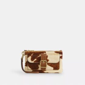 Ashton Wristlet in Haircalf with Cow Print