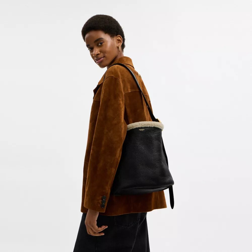 Bleecker Bucket Bag in Shearling