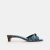 Bow Kitten Heel Sandal in Signature Denim
