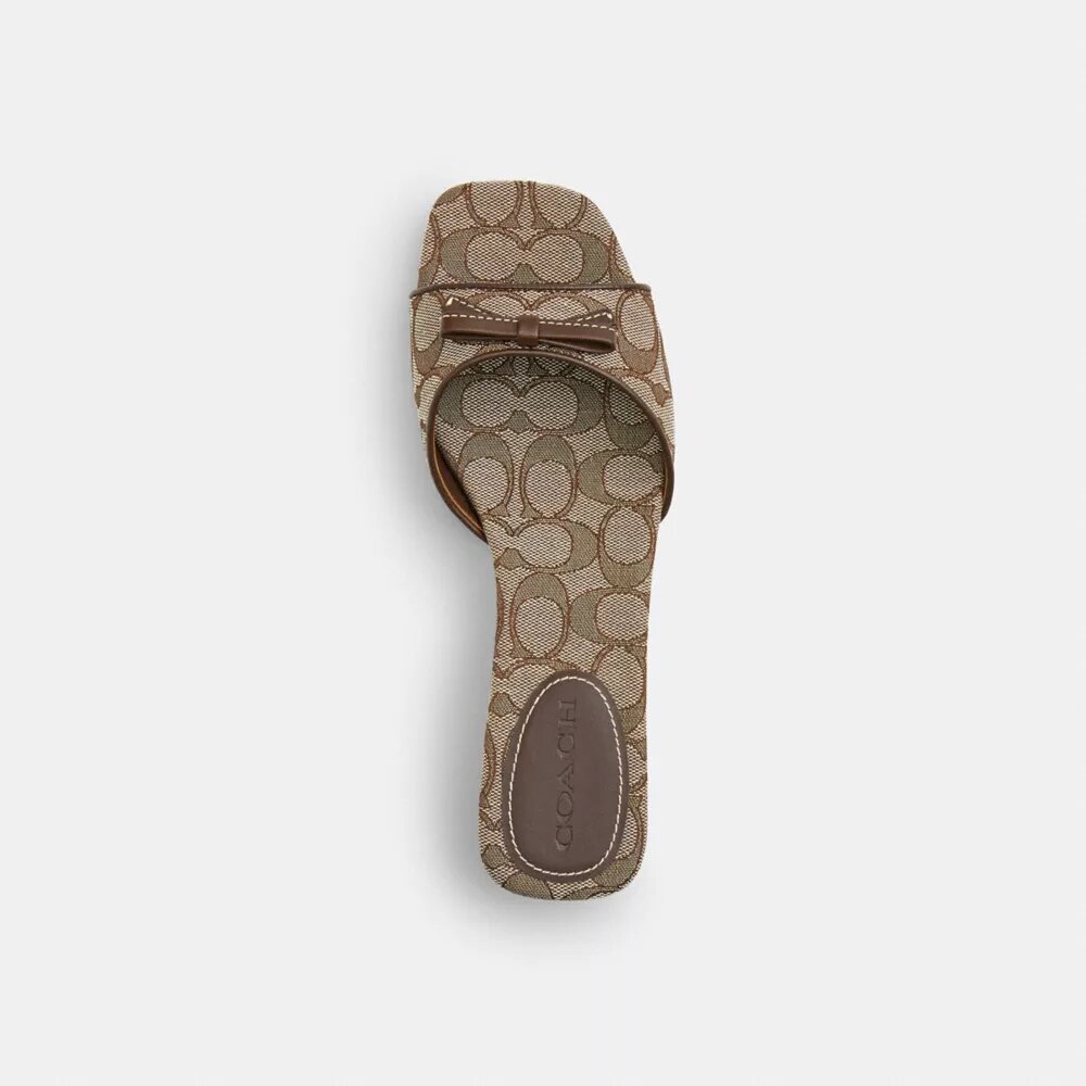 Bow Kitten Heel Sandal in Signature Jacquard