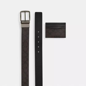 Boxed Card Case and Belt Set in Signature Canvas