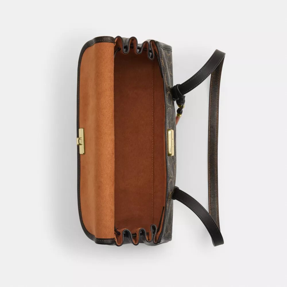 Bridget Flap Shoulder Bag in Loved Signature Canvas with Charms