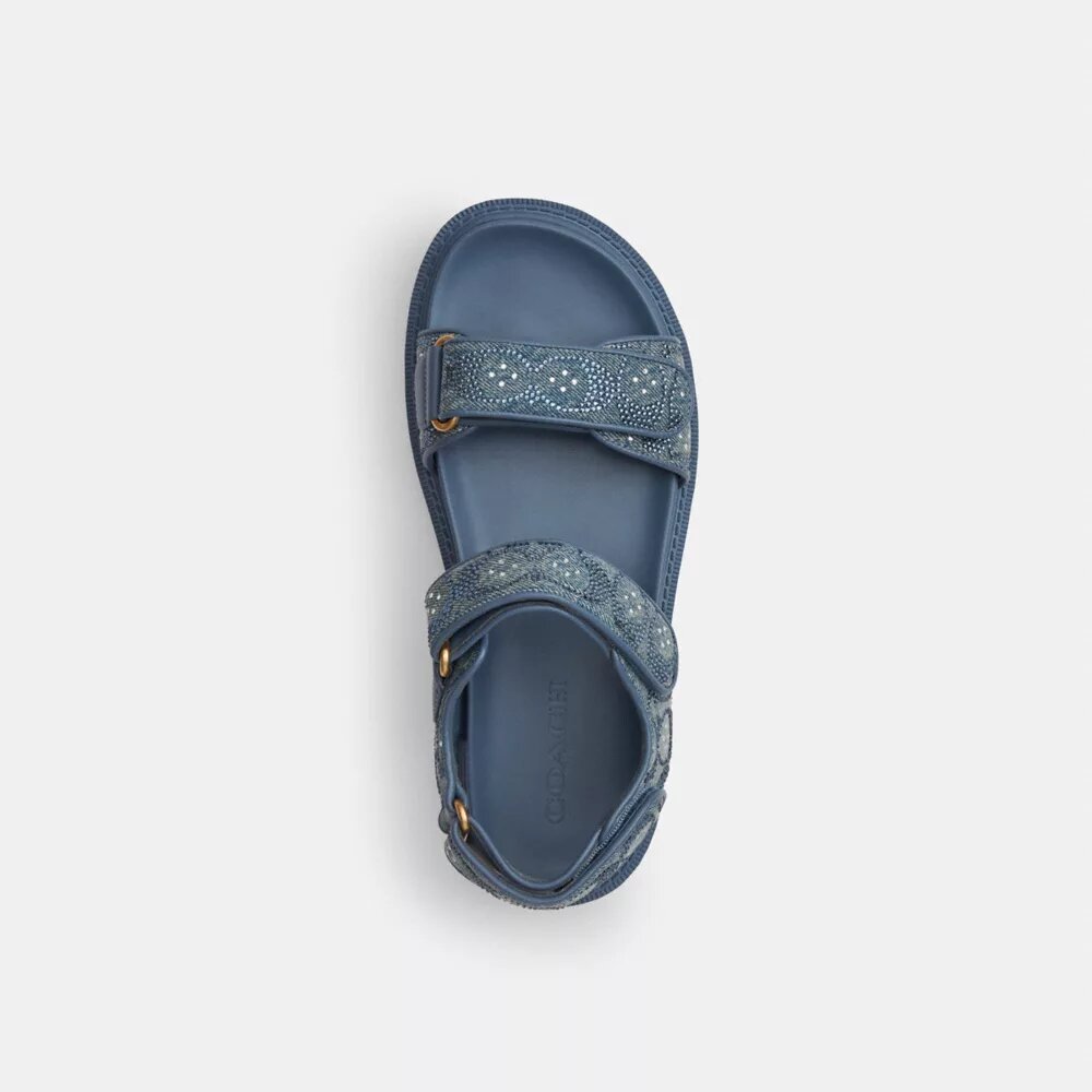 Brynn Sandal in Crystal Signature Denim