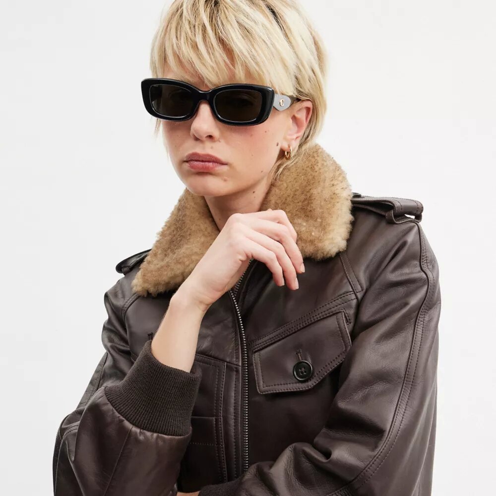 C Hardware Narrow Rectangle Sunglasses