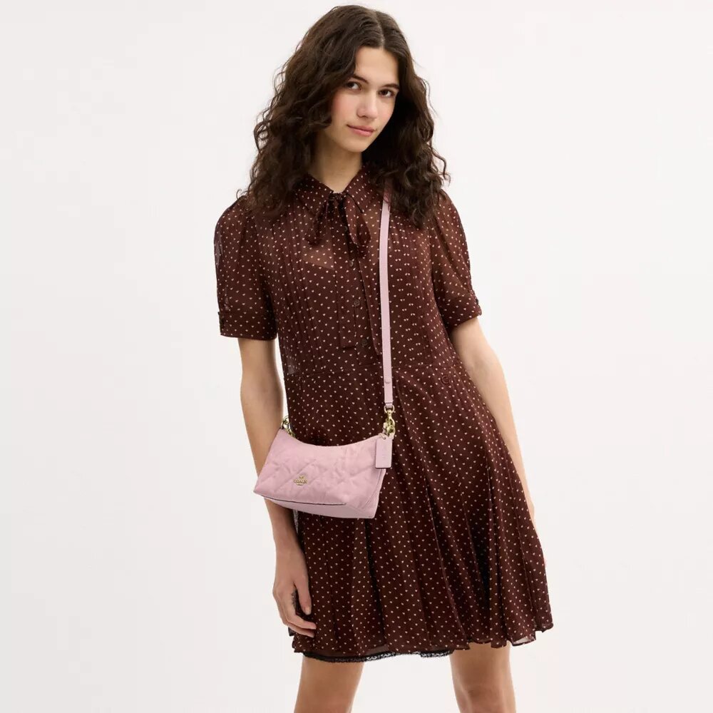Caitlin Shoulder Bag in Regenerative Cotton with Quilting and Charm