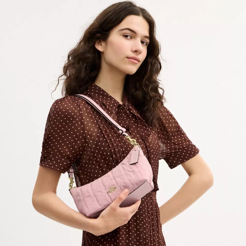 Caitlin Shoulder Bag in Regenerative Cotton with Quilting and Charm