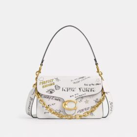 Chain Tabby Shoulder Bag with Sketch Print