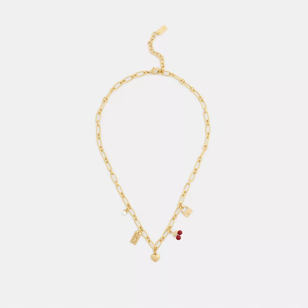 Cherry and Heart Charm Necklace