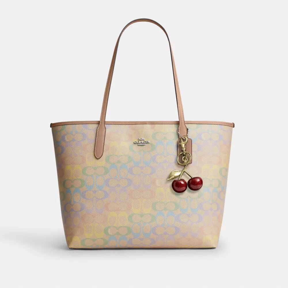 City Tote Bag in Rainbow Signature Canvas