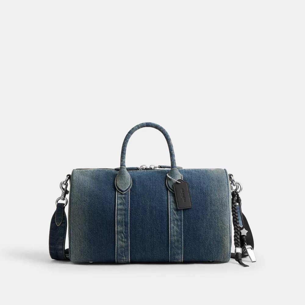Compass Bag 35 in Regenerative Cotton Denim with Charms