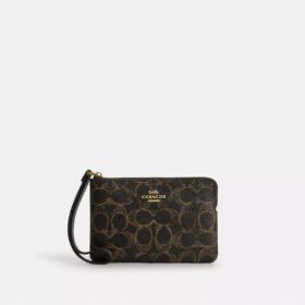 Corner Zip Wristlet in Loved Signature Canvas