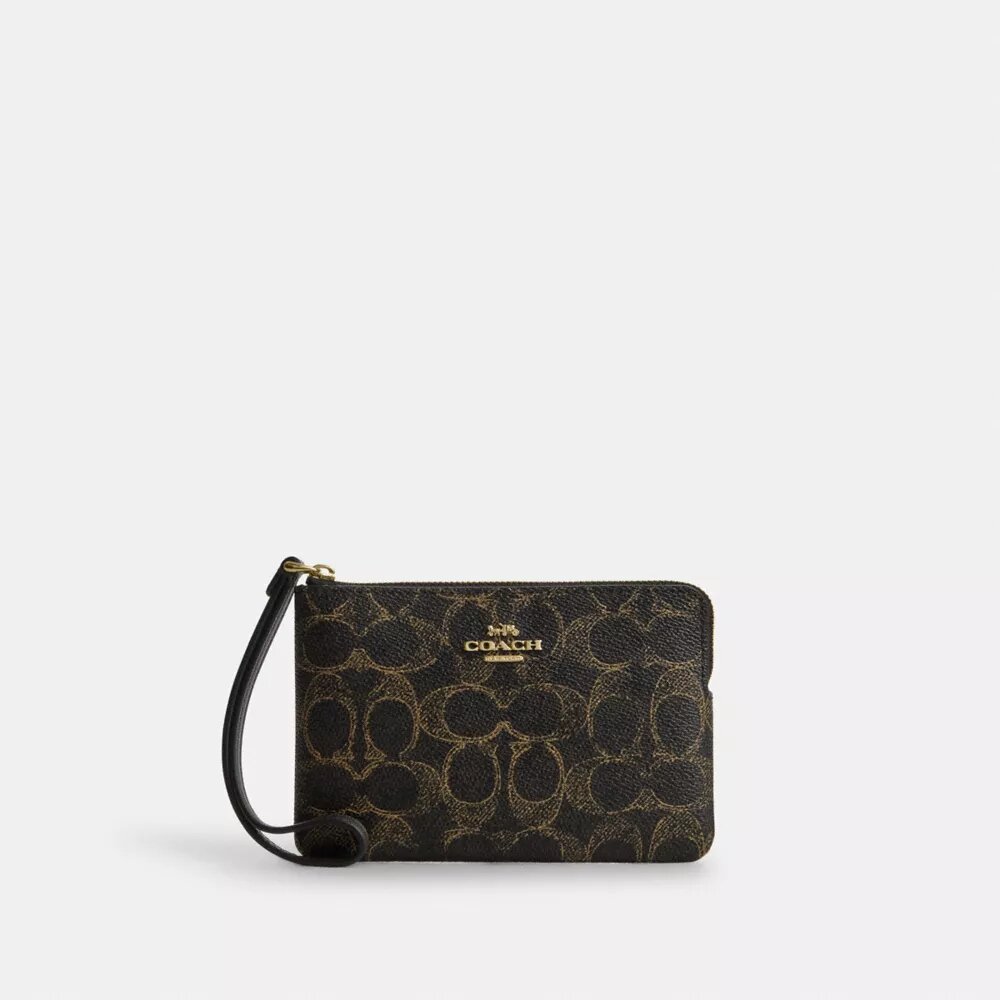 Corner Zip Wristlet in Loved Signature Canvas