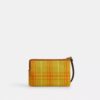 Corner Zip Wristlet in Regenerative Cotton with Plaid Print