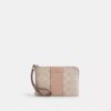Corner Zip Wristlet in Signature Canvas with Stripe
