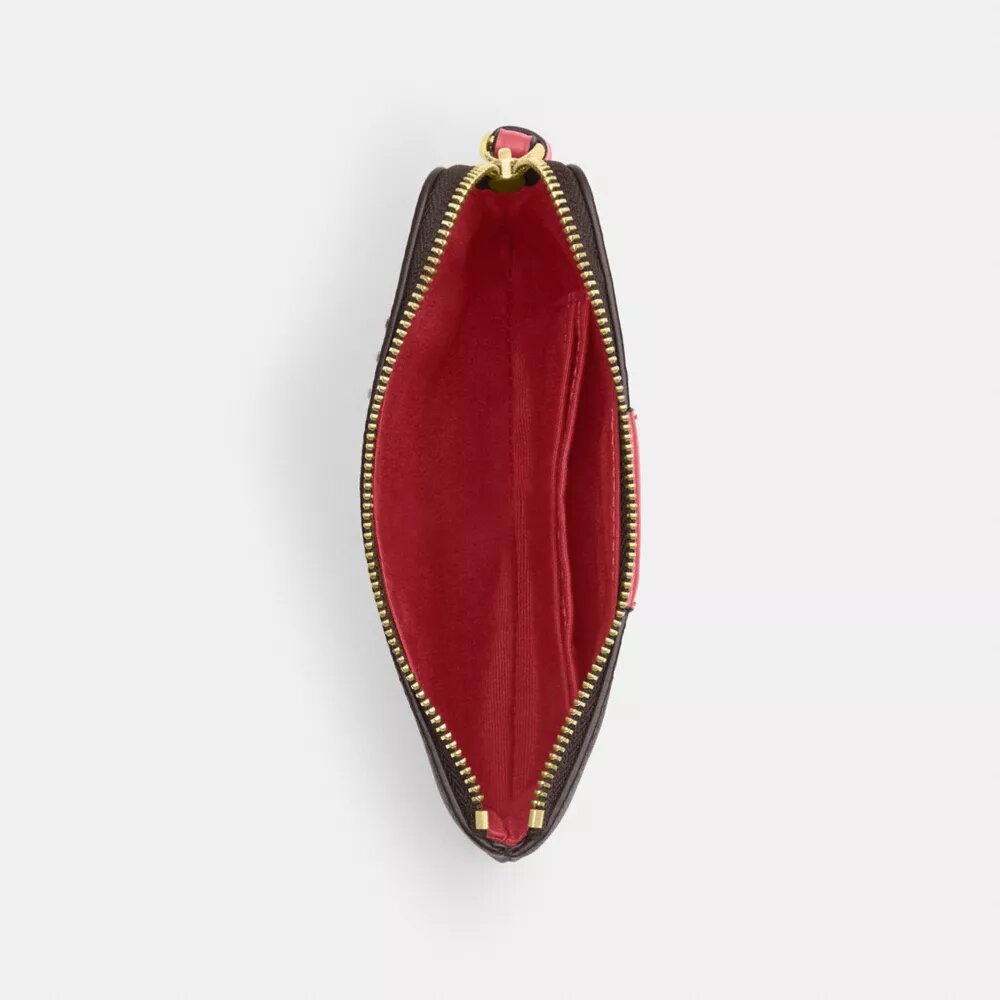Corner Zip Wristlet in Signature Canvas with Stripe