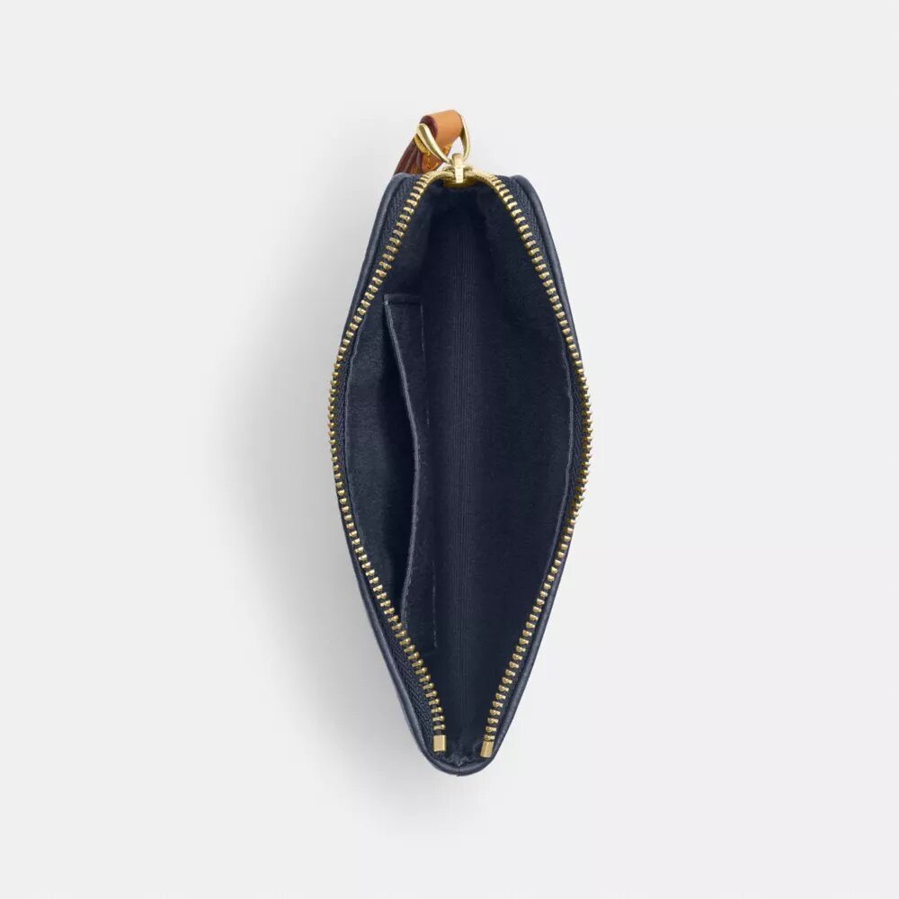 Corner Zip Wristlet in Signature Denim