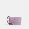 Corner Zip Wristlet in Signature Leather with Heart Charm