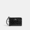 Corner Zip Wristlet in Signature Leather with Heart Charm