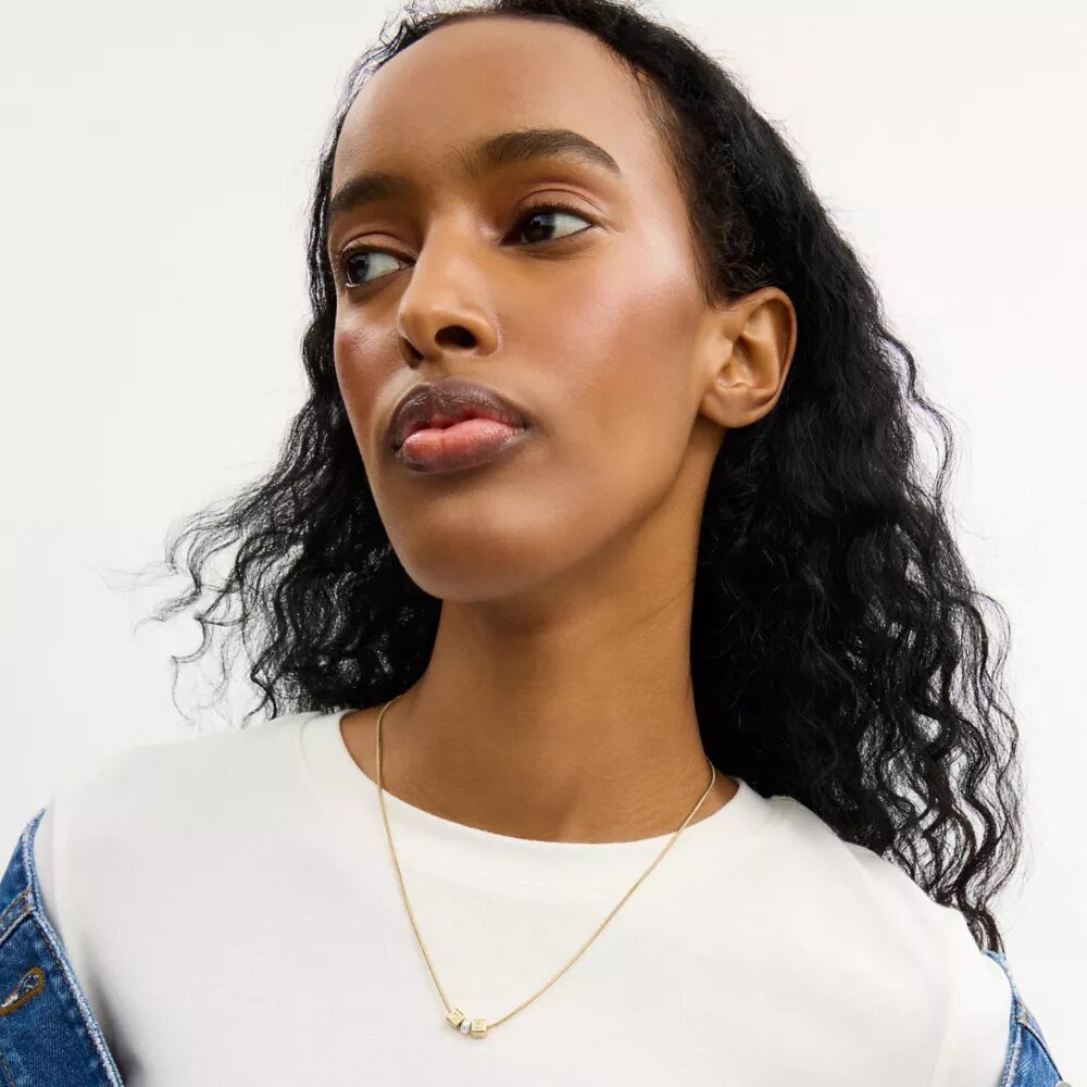 Cube Pearl Rondelle Pendant Necklace