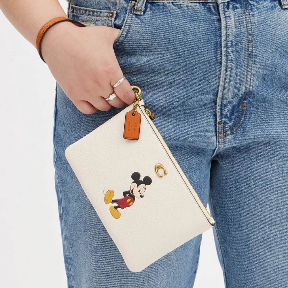 Disney X Coach Essential Small Wristlet in Regenerative Leather with Mickey Mouse