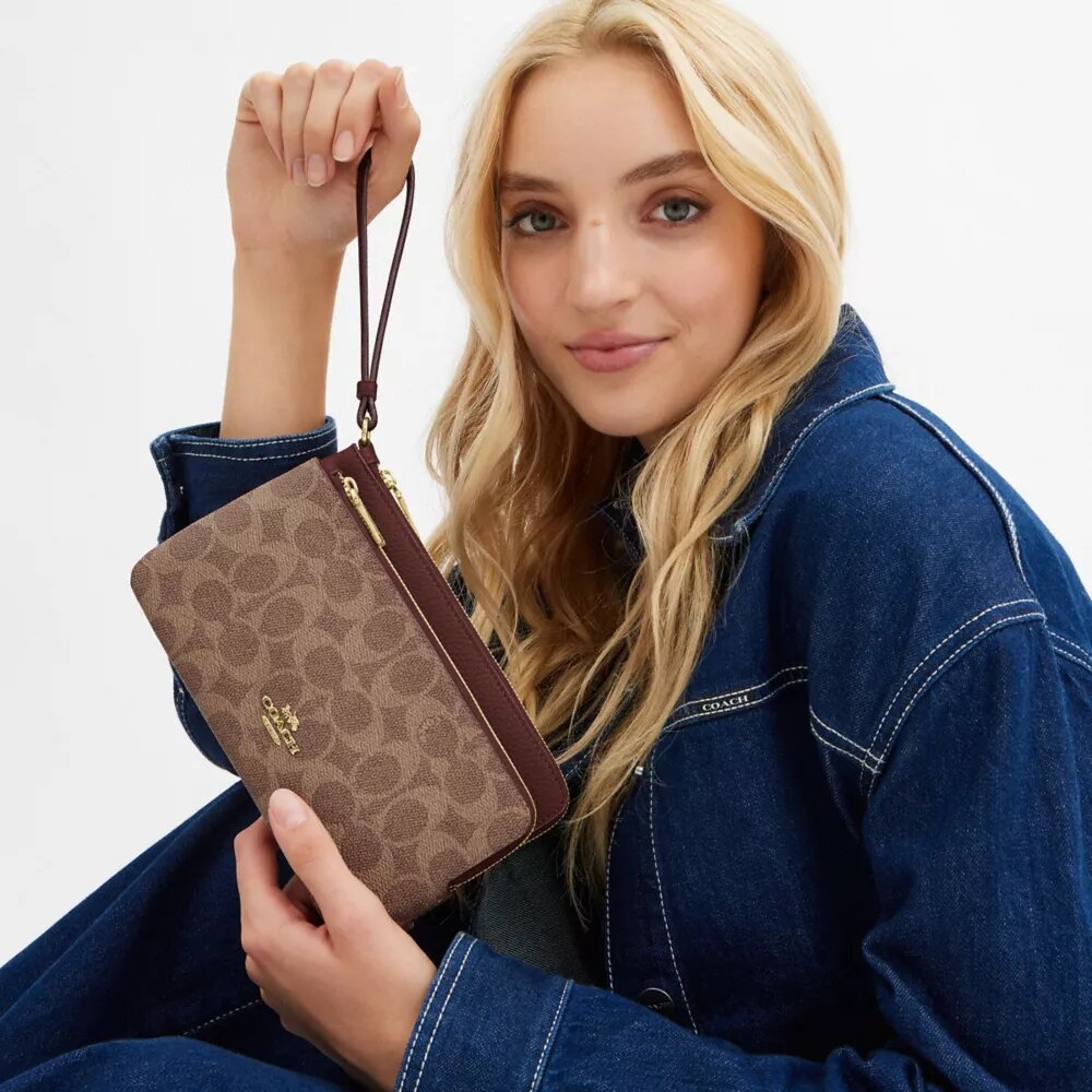 Double Zip Wallet in Signature Canvas