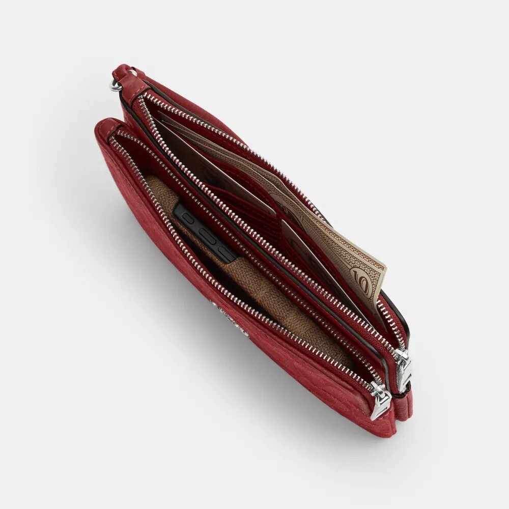 Double Zip Wallet in Signature Denim