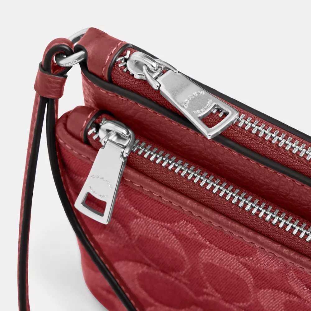 Double Zip Wallet in Signature Denim