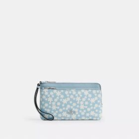 Double Zip Wristlet with Floral Print