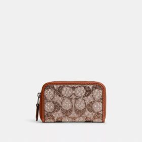 Essential Small Zip Around Card Case in Crystal Signature Jacquard