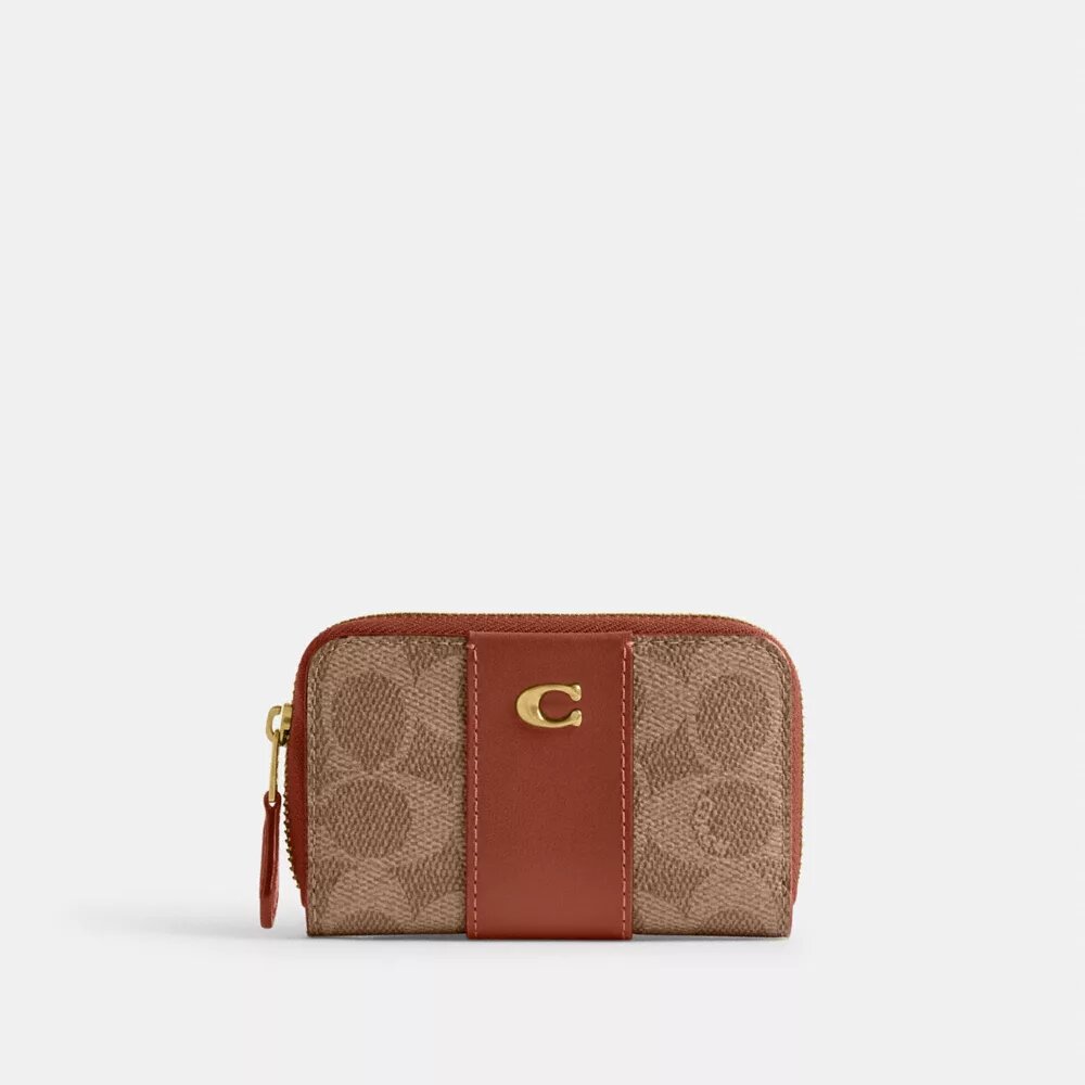Essential Small Zip Around Card Case in Signature Canvas