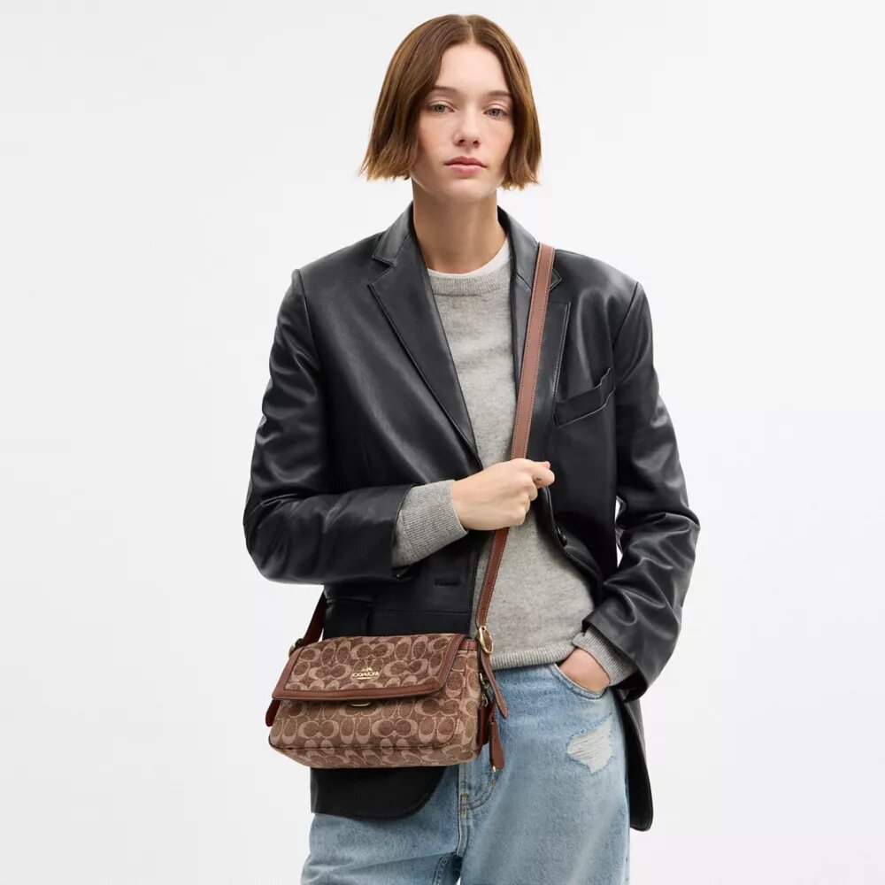 Etta Small Flap Shoulder Bag in Signature Chenille