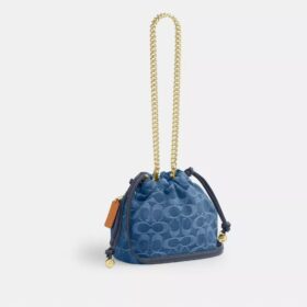 Faye Mini Drawstring Bag in Signature Denim