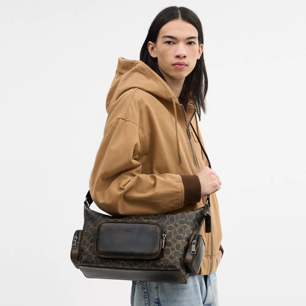 Finn Crossbody Bag with Pockets in Loved Signature Canvas
