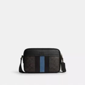 Graham Crossbody Bag in Signature Canvas with Varsity Stripe