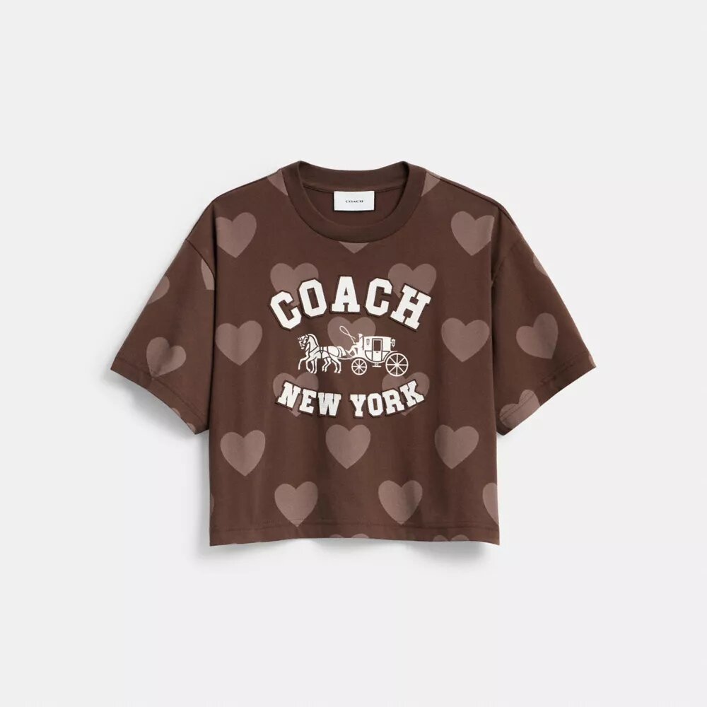 Horse and Carriage Heart Cropped T-Shirt in Organic Cotton