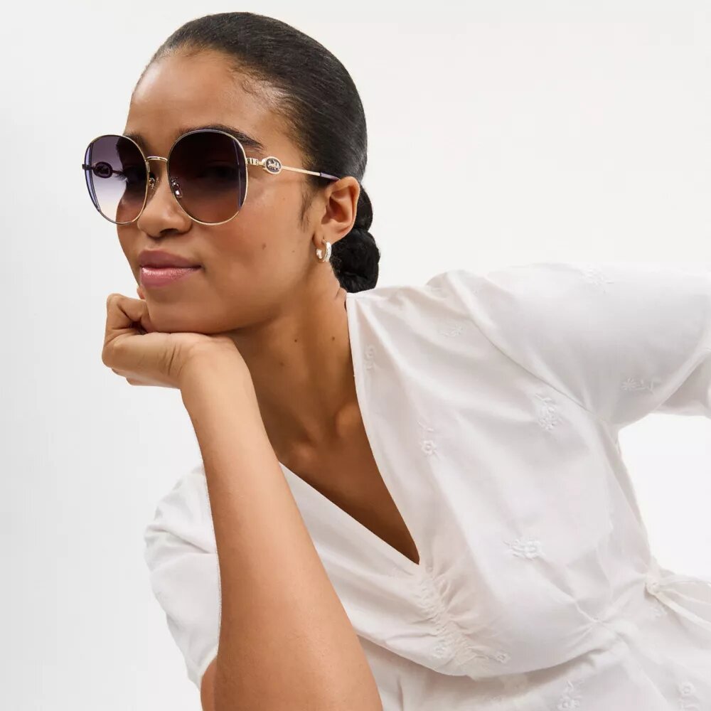 Horse and Carriage Metal Round Sunglasses