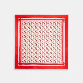 Horse and Carriage Strap Print Silk Square Scarf