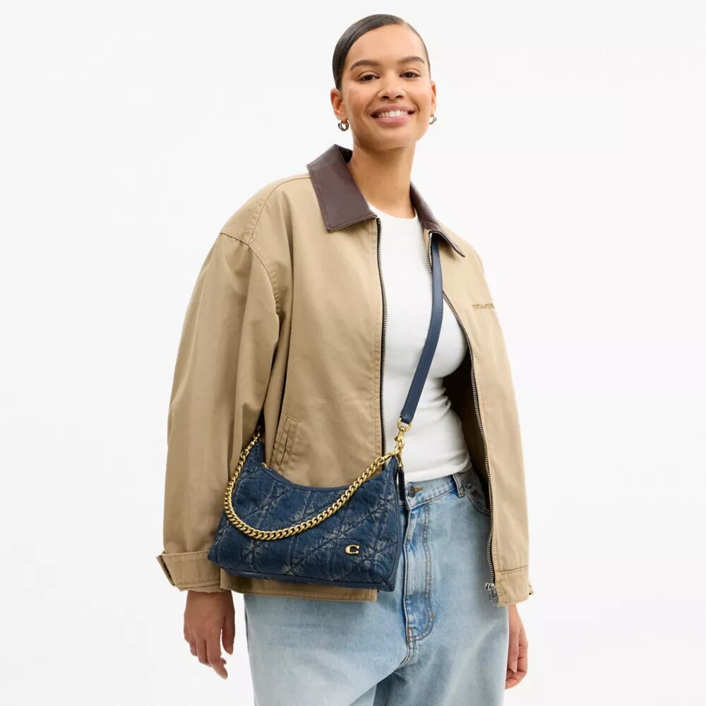 Juliet Shoulder Bag 25 in Regenerative Cotton Denim with Quilting