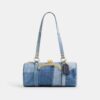 Kisslock Barrel Bag 28 in Repurposed Denim