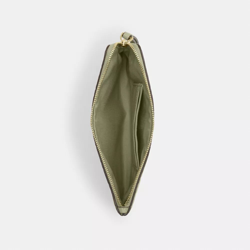 Large Corner Zip Wristlet in Signature Leather