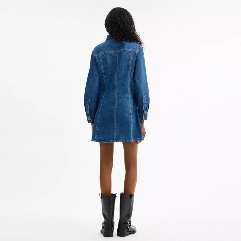 Long Sleeve Denim Dress in Organic Cotton