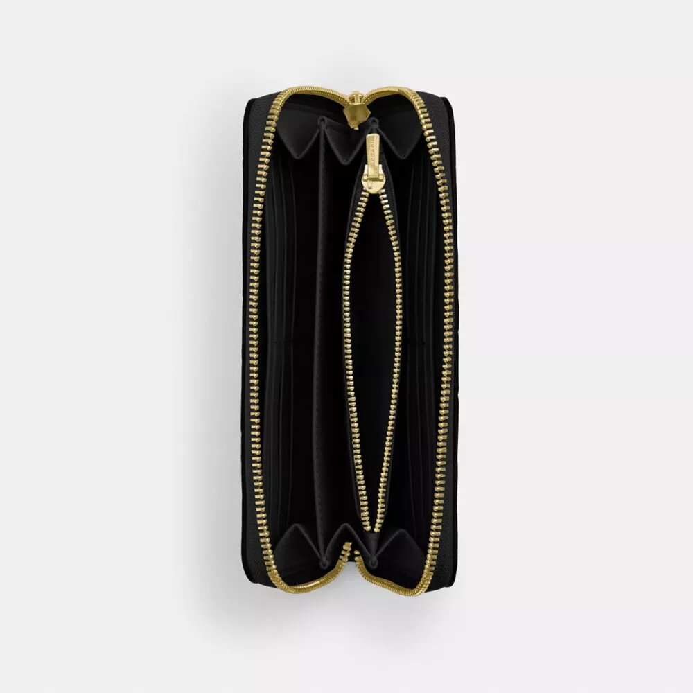 Long Zip Around Wallet in Signature Leather