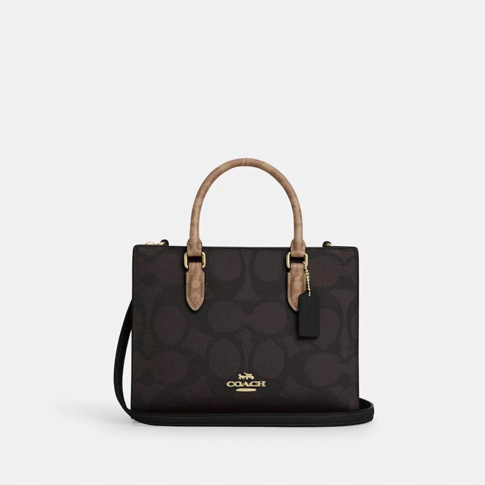 Maggie Small Tote Bag in Blocked Signature Canvas