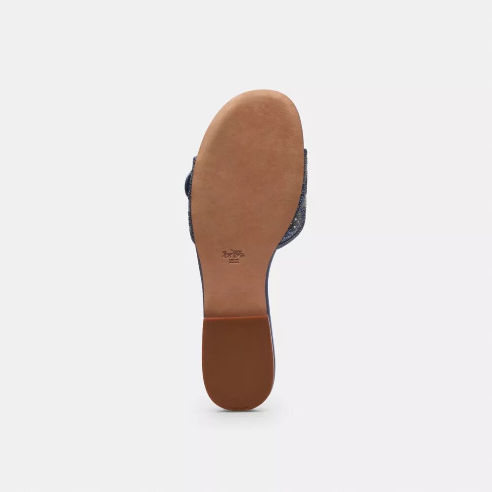 Margot Flat Sandal in Crystal Signature Denim