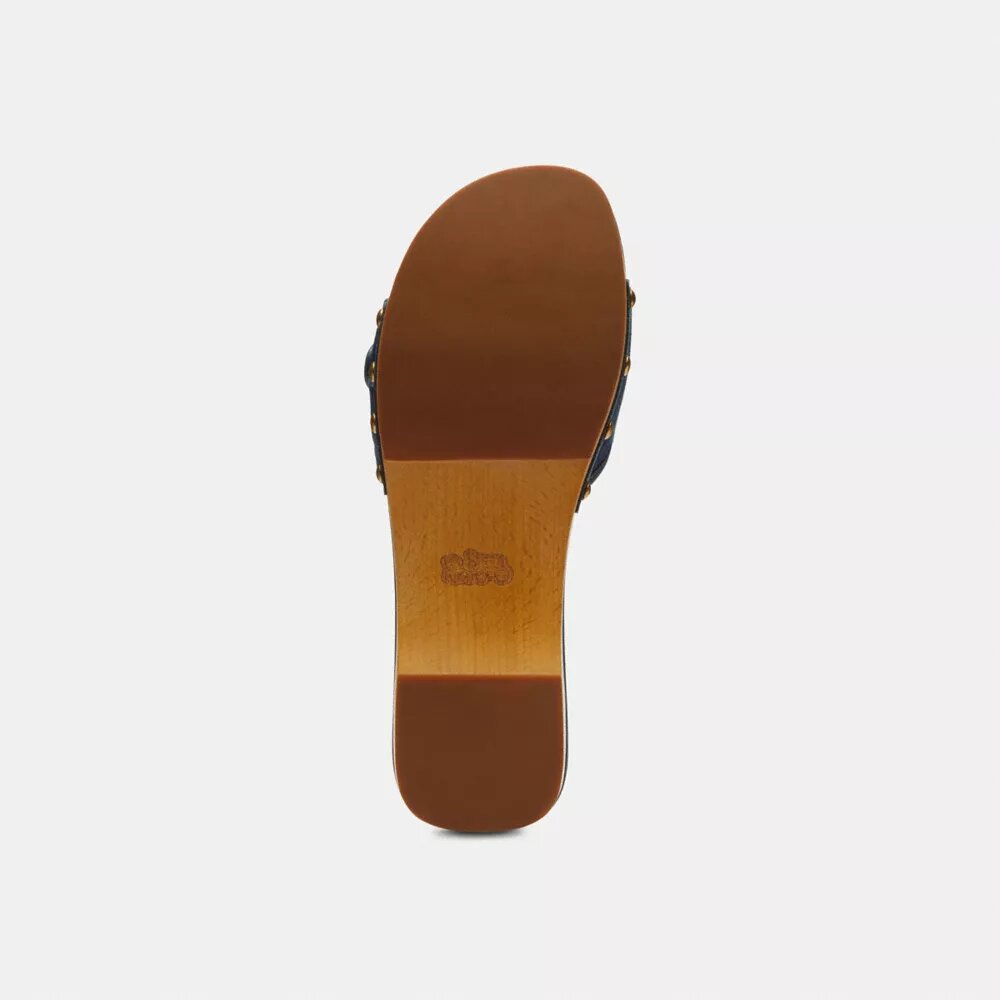 Margot Wooden Sandal with Signature Denim Patchwork