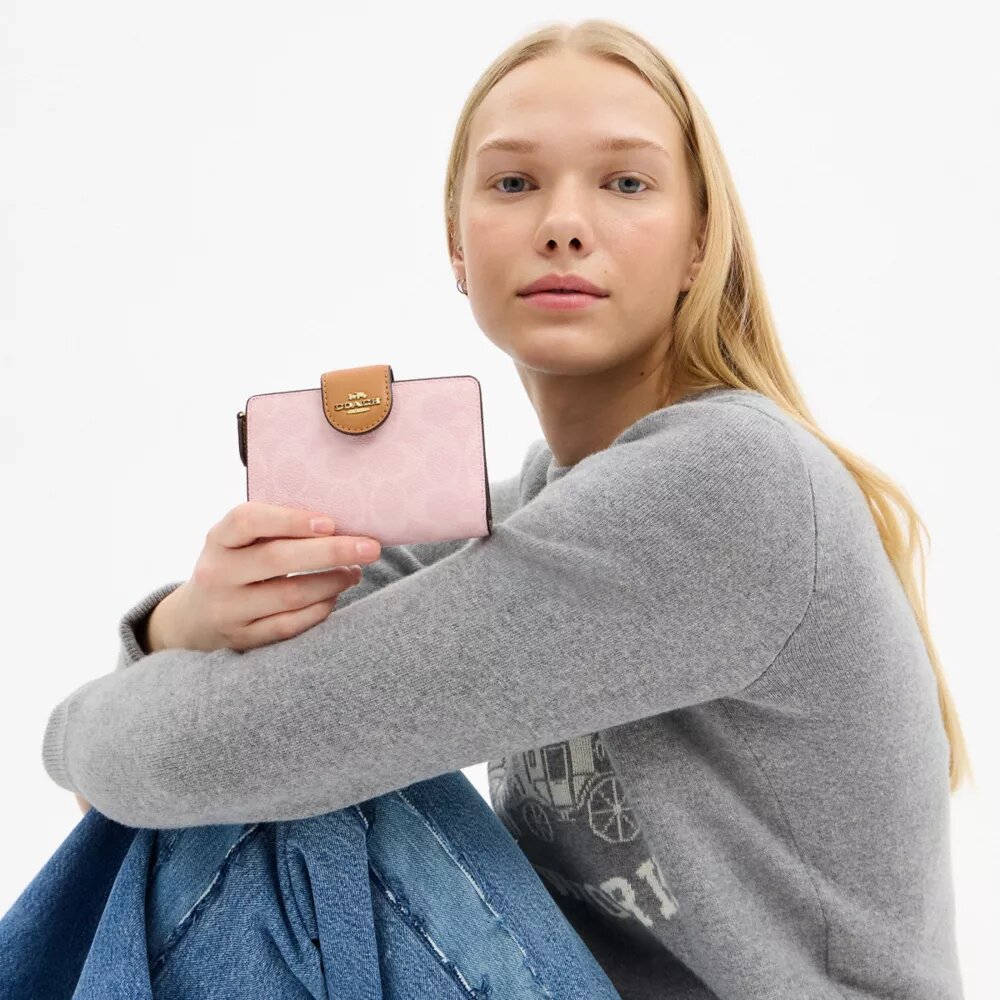 Medium Corner Zip Wallet in Signature Canvas