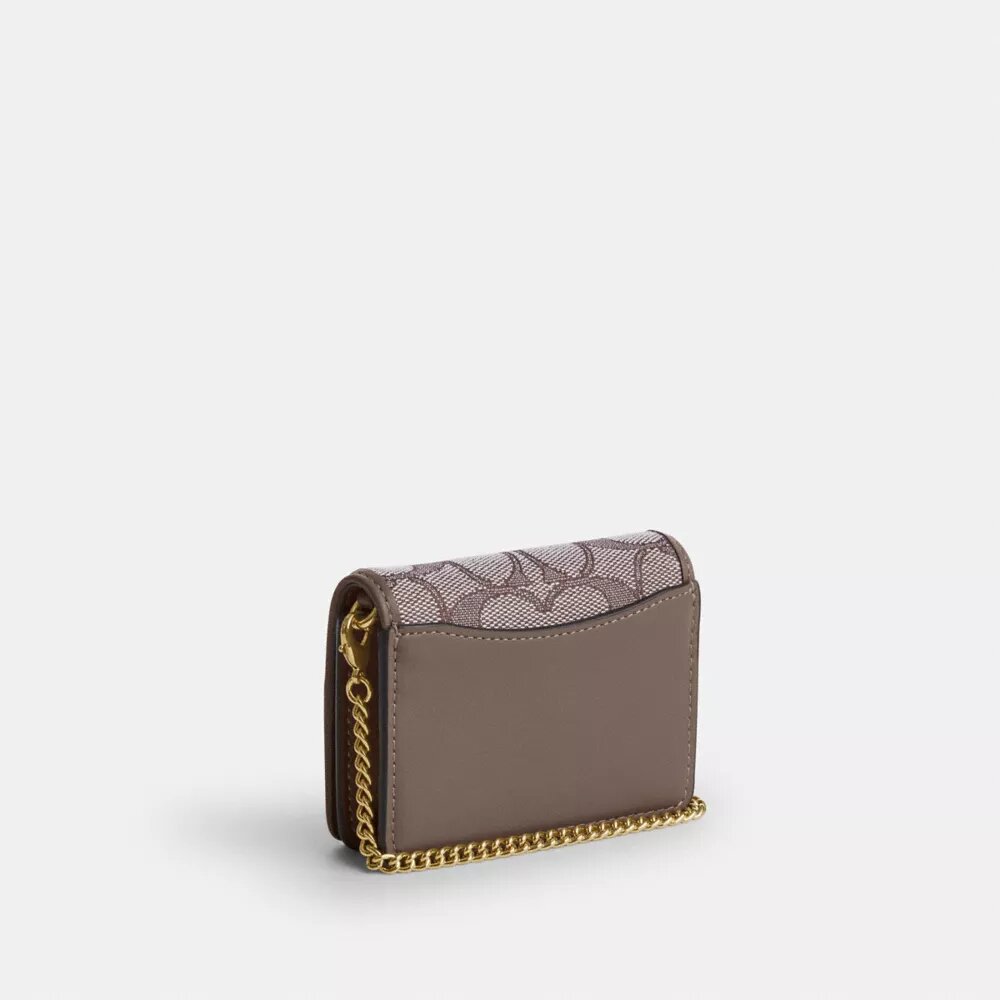 Mini Wallet on a Chain in Signature Jacquard with Floral Embroidery